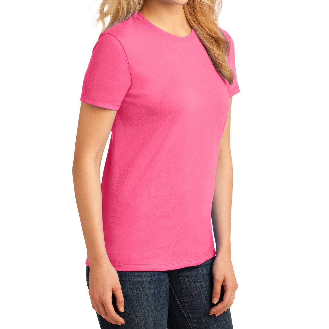 Ladies Core Cotton Tee - Neon Pink
