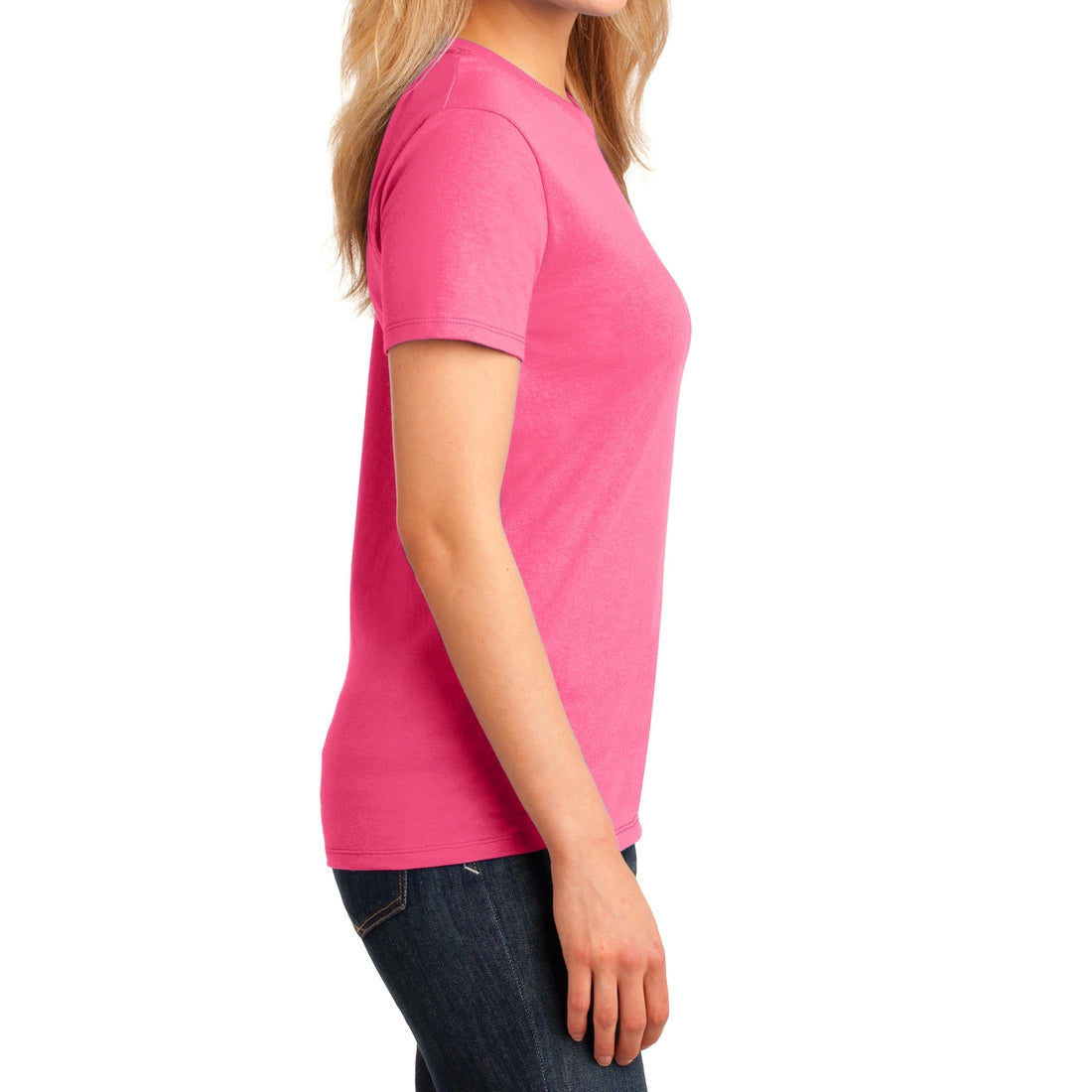 Ladies Core Cotton Tee - Neon Pink