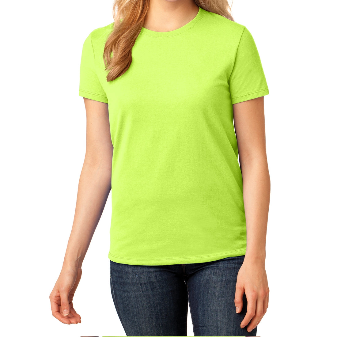 Ladies Core Cotton Tee - Neon Yellow
