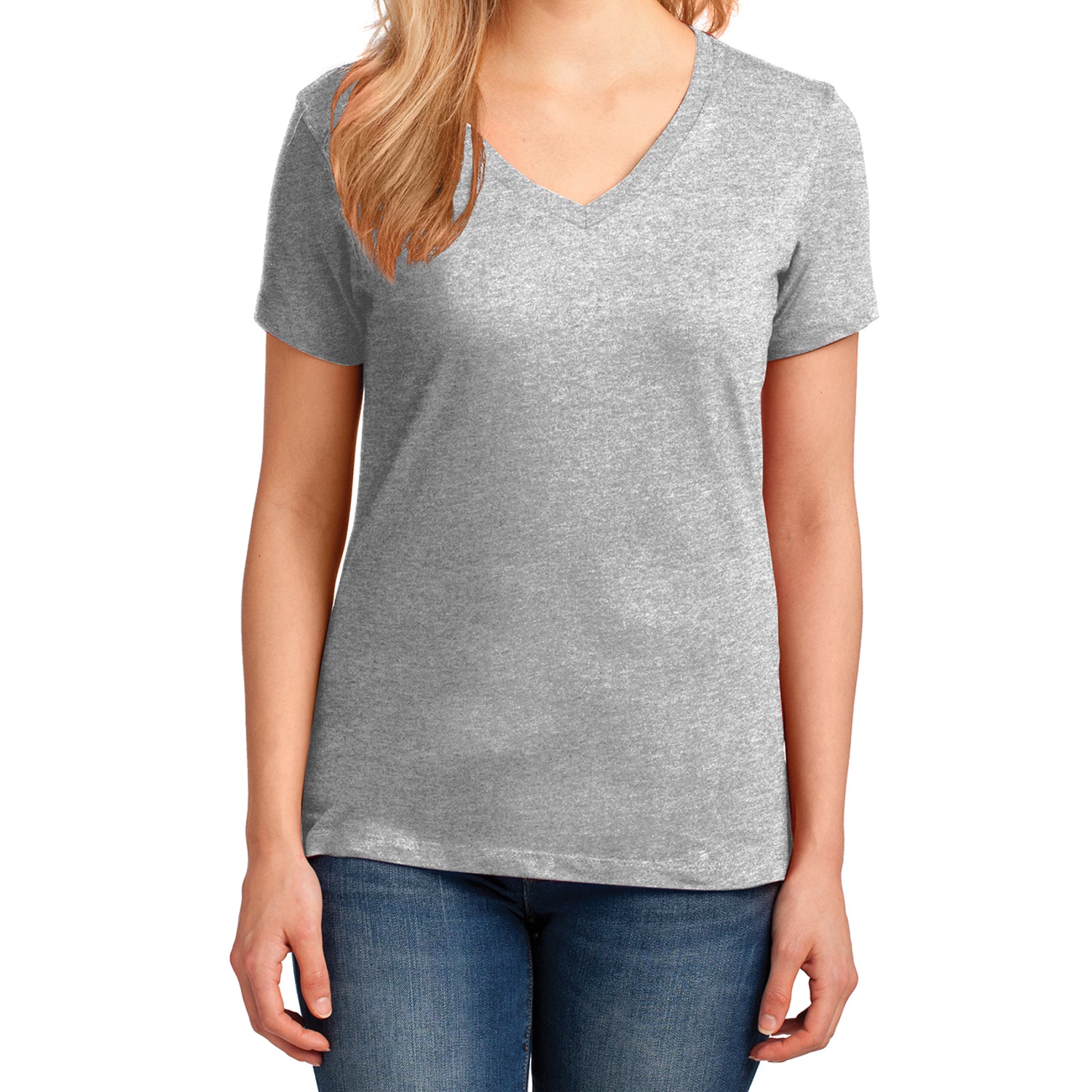 Women's Core Cotton V-Neck Tee Ash - Front