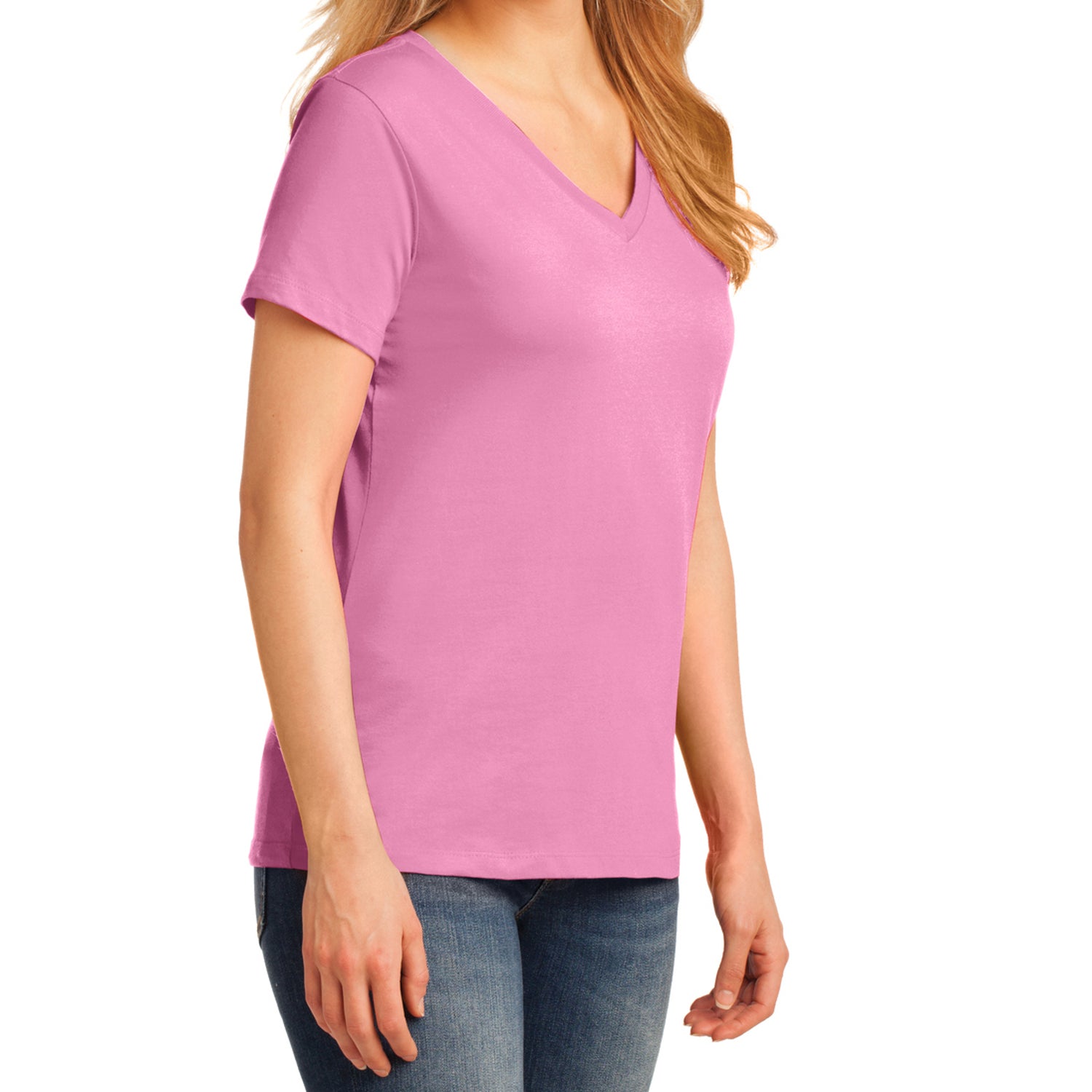 Women's Core Cotton V-Neck Tee Candy Pink - Side