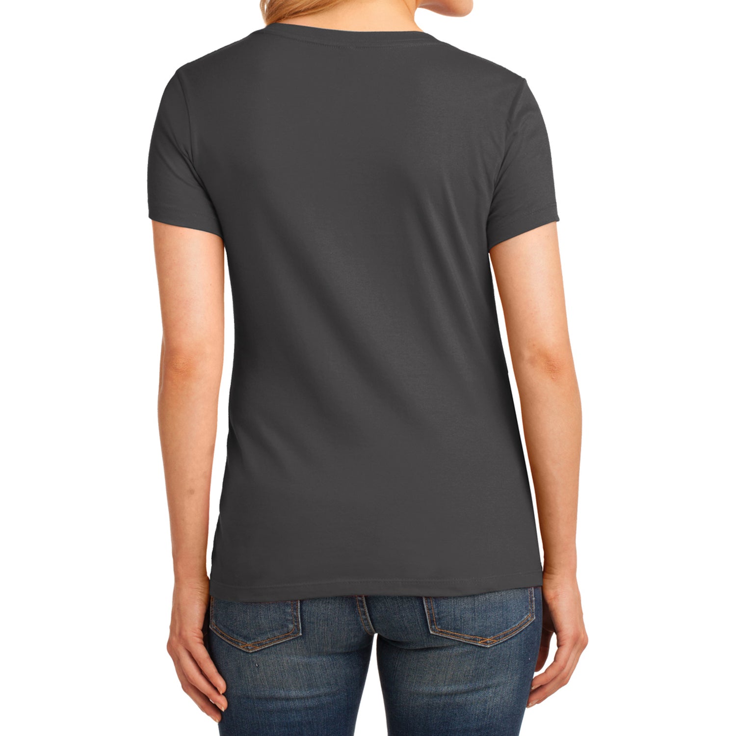 Women's Core Cotton V-Neck Tee Charcoal - Back