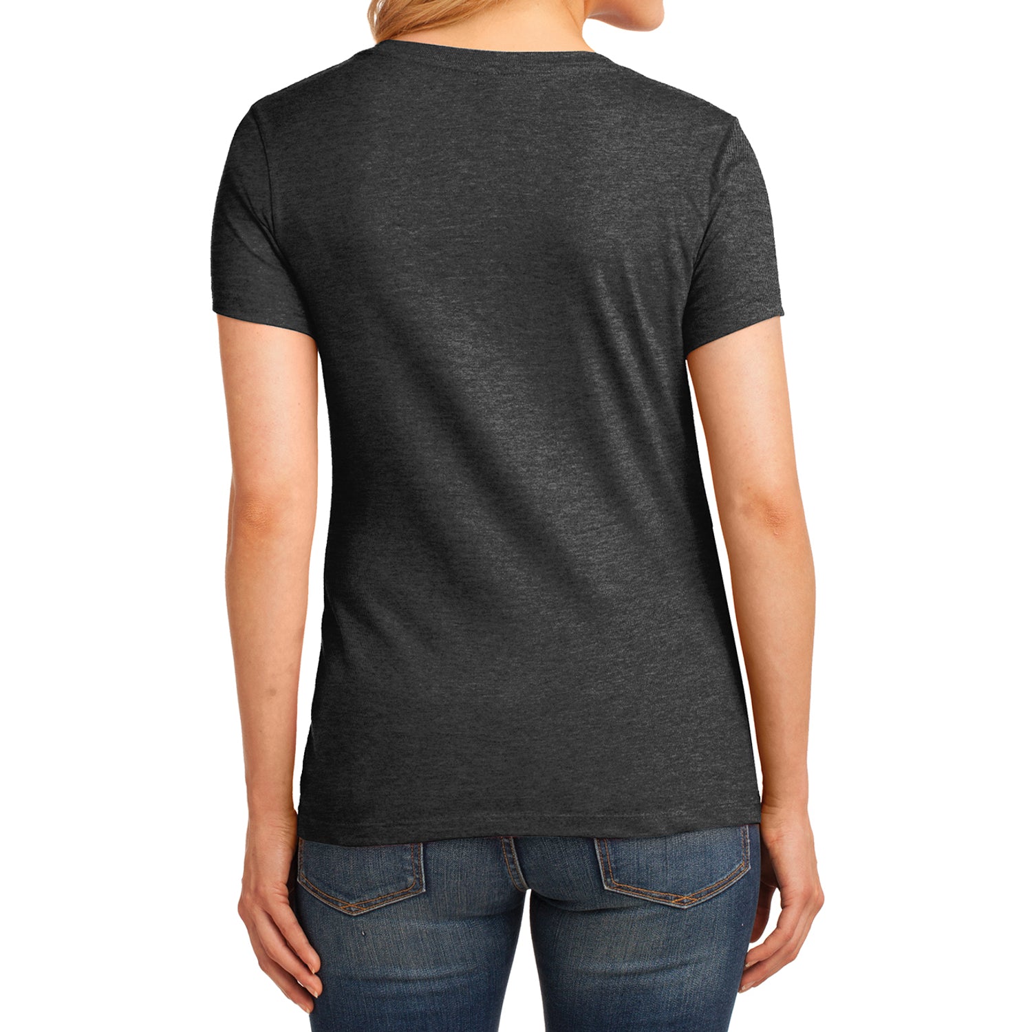 Women's Core Cotton V-Neck Tee Dark Heather Grey - Back
