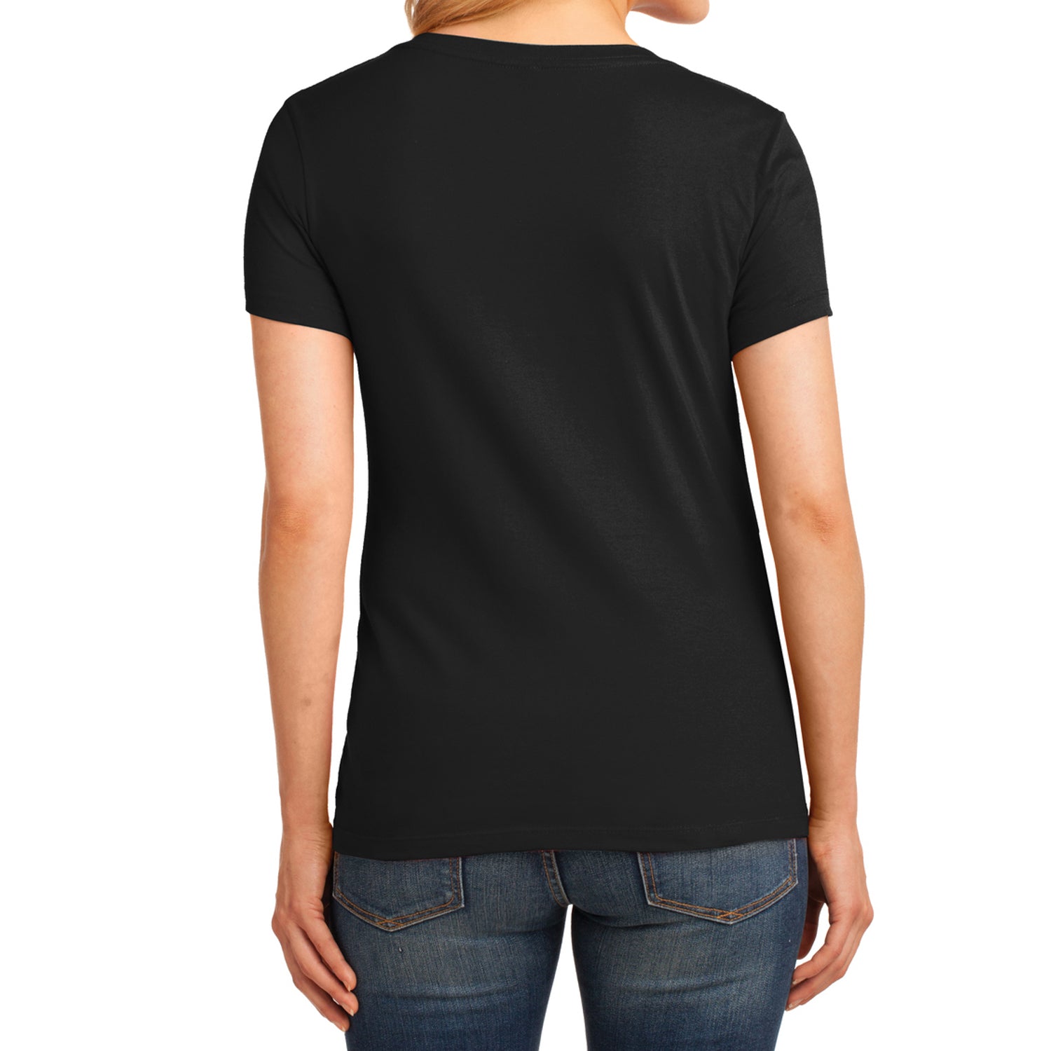Women's Core Cotton V-Neck Tee Jet Black - Back