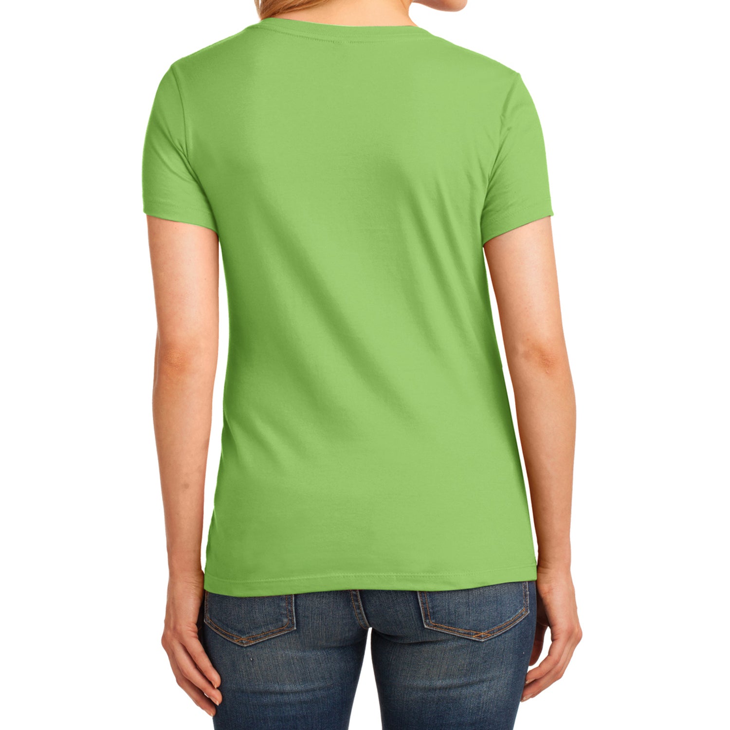 Women's Core Cotton V-Neck Tee Lime - Back