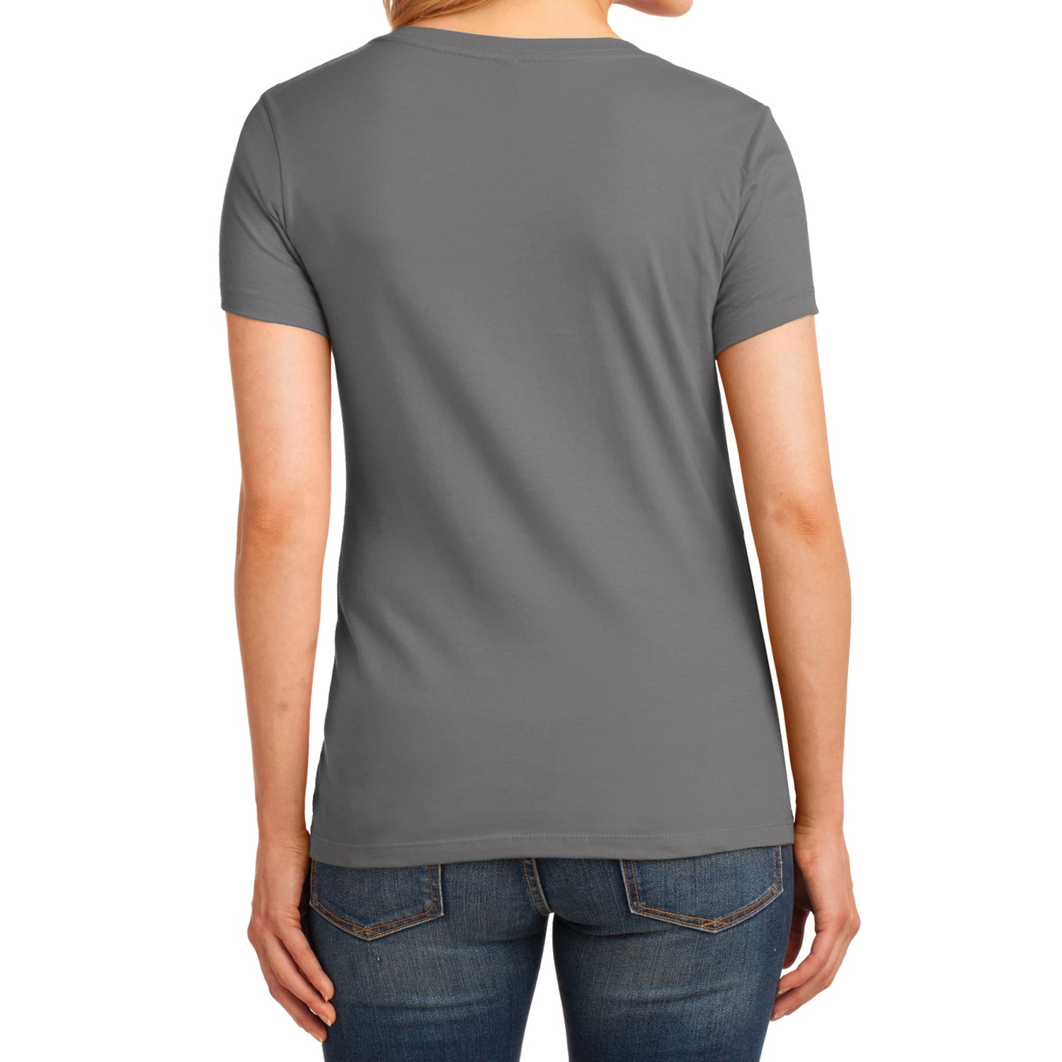 Women's Core Cotton V-Neck Tee Medium Grey - Back