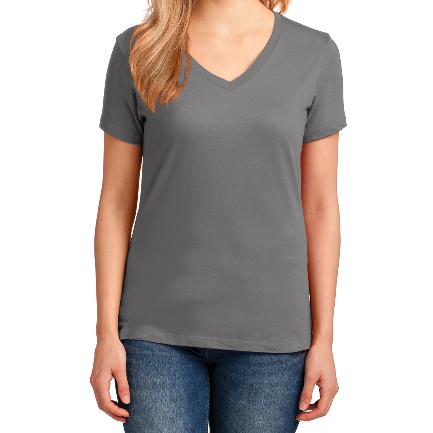 Women's Core Cotton V-Neck Tee Medium Grey - Front