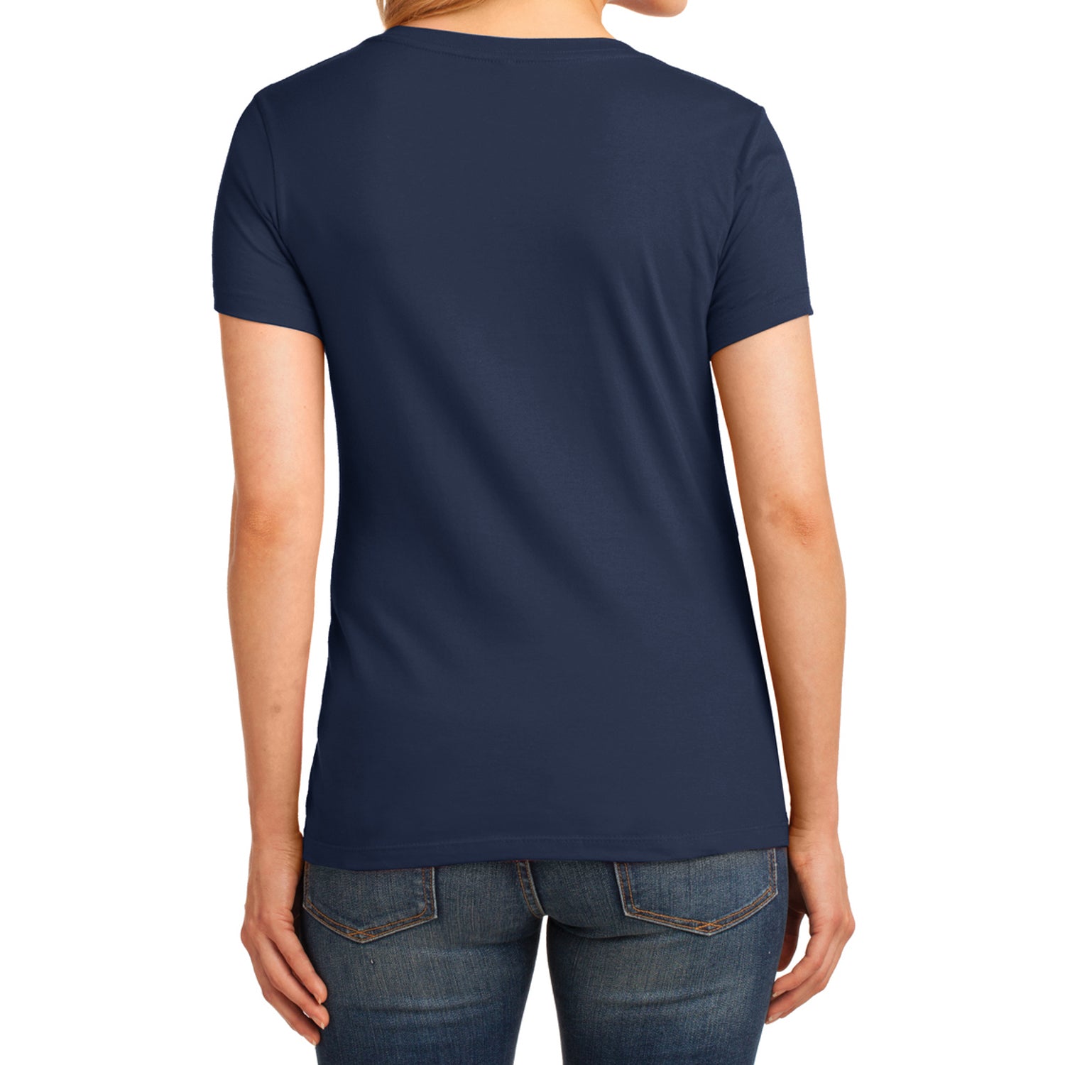 Women's Core Cotton V-Neck Tee Navy - Back