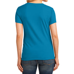 Women's Core Cotton V-Neck Tee - Neon Blue - Back
