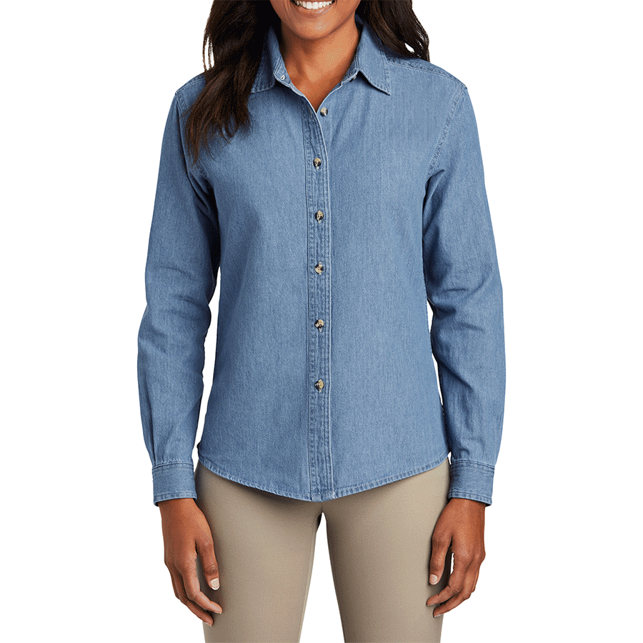 Women's Classic Soft Cotton Long Sleeve Value Denim Shirt