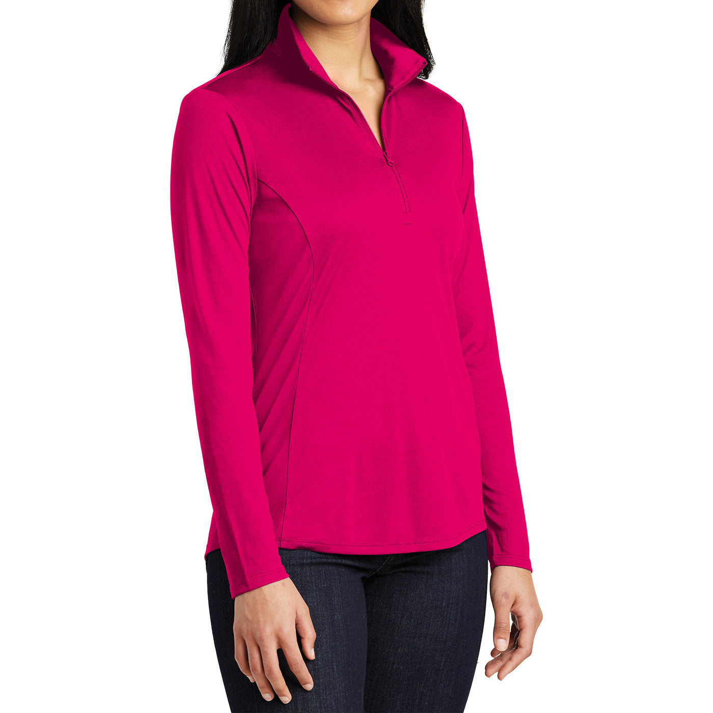 Womens PosiCharge Competitor 1/4-Zip Pullover Pink Raspberry