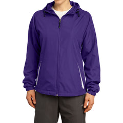 Mafoose Women's Colorblock Hooded Raglan Jacket Purple/White-Front