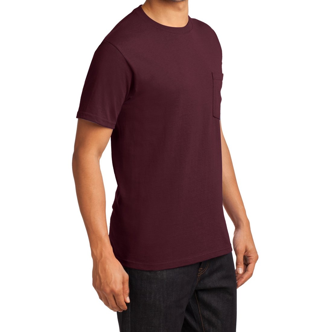 Men's Essential T Shirt with Pocket Athletic Maroon