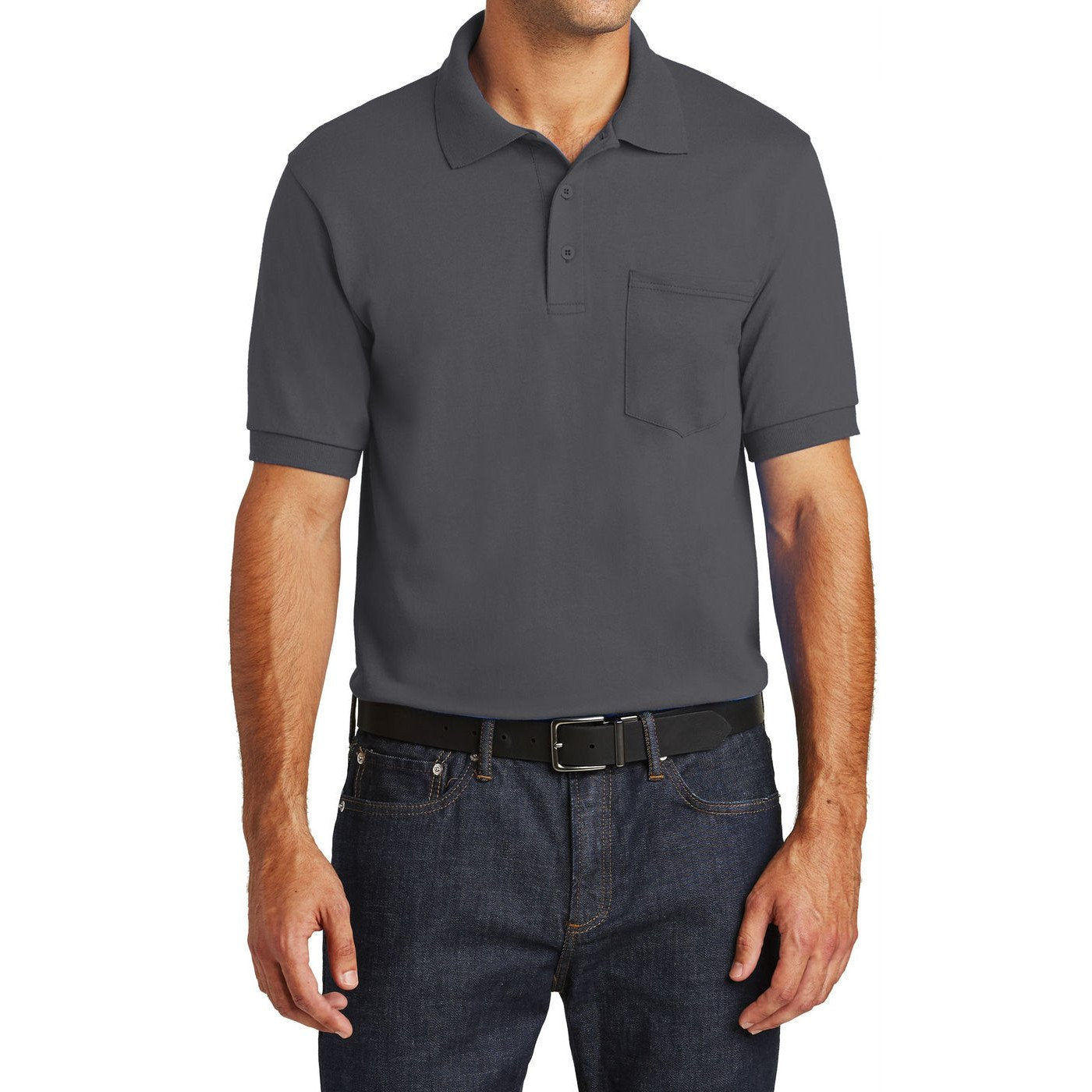 Mafoose Men's Core Blend Jersey Knit Pocket Polo Shirt Charcoal