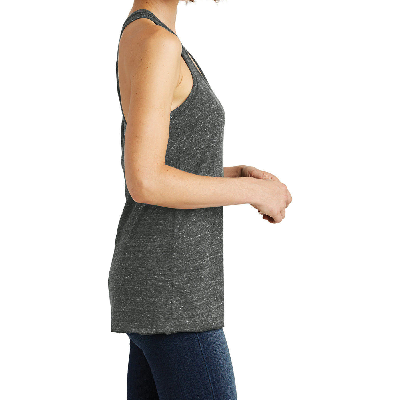 Women's Cosmic Twist Back Tank - Black/ Grey Cosmic - Side
