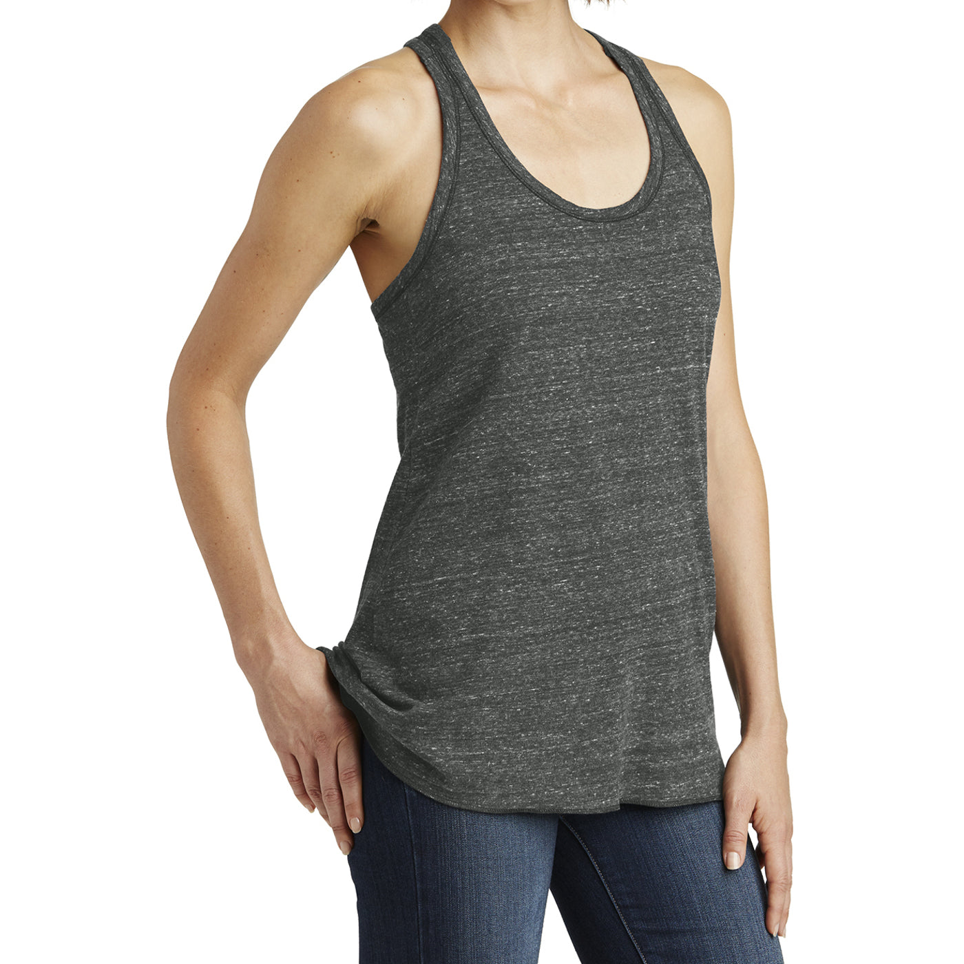 Women's Cosmic Twist Back Tank - Black/ Grey Cosmic - Side