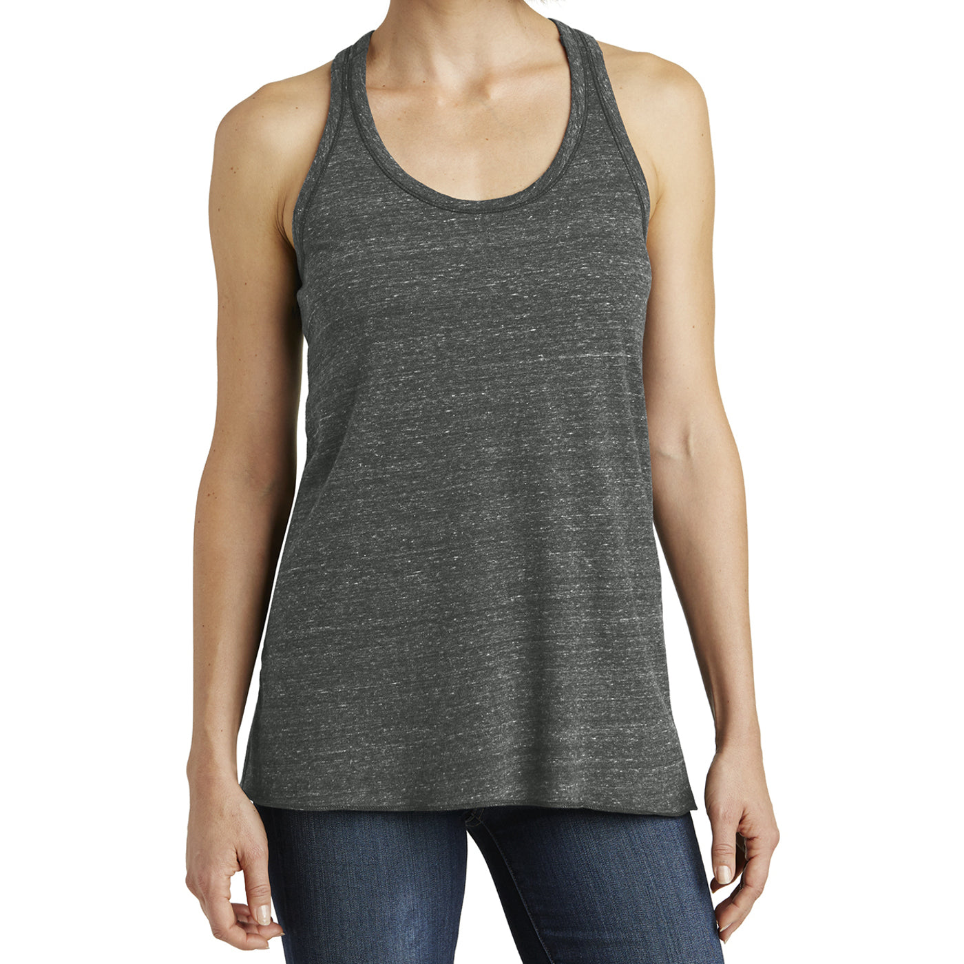 Women's Cosmic Twist Back Tank - Black/ Grey Cosmic - Front