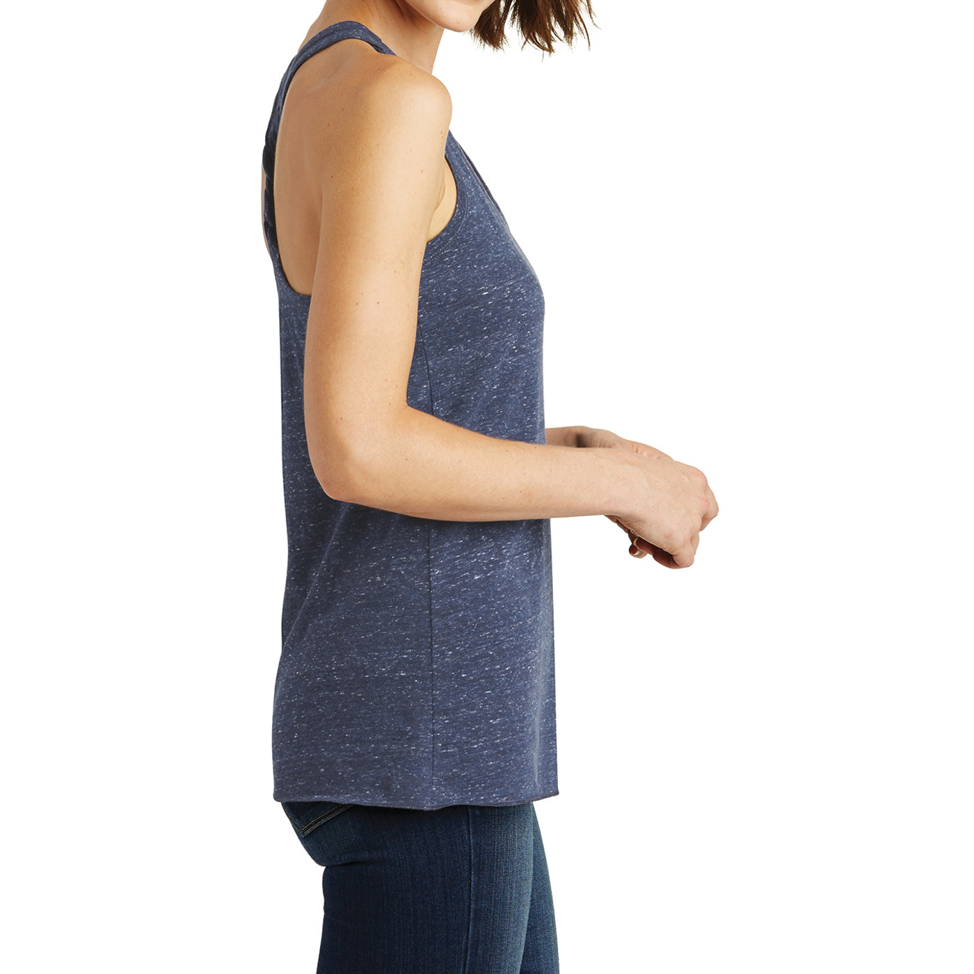 Women's Cosmic Twist Back Tank - Navy/ Royal Cosmic - Side