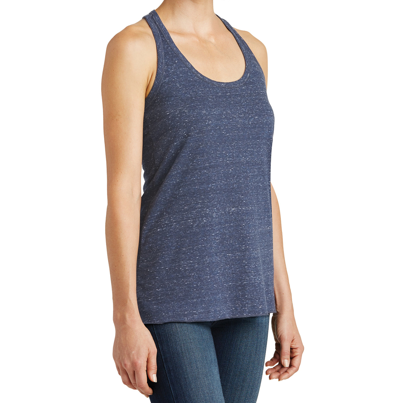 Women's Cosmic Twist Back Tank - Navy/ Royal Cosmic - Side