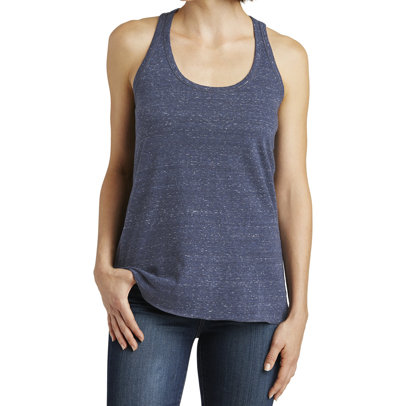 Women's Cosmic Twist Back Tank - Navy/ Royal Cosmic - Front