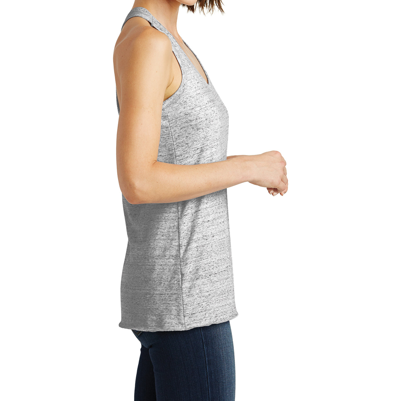 Women's Cosmic Twist Back Tank - White/ Black Cosmic - Side