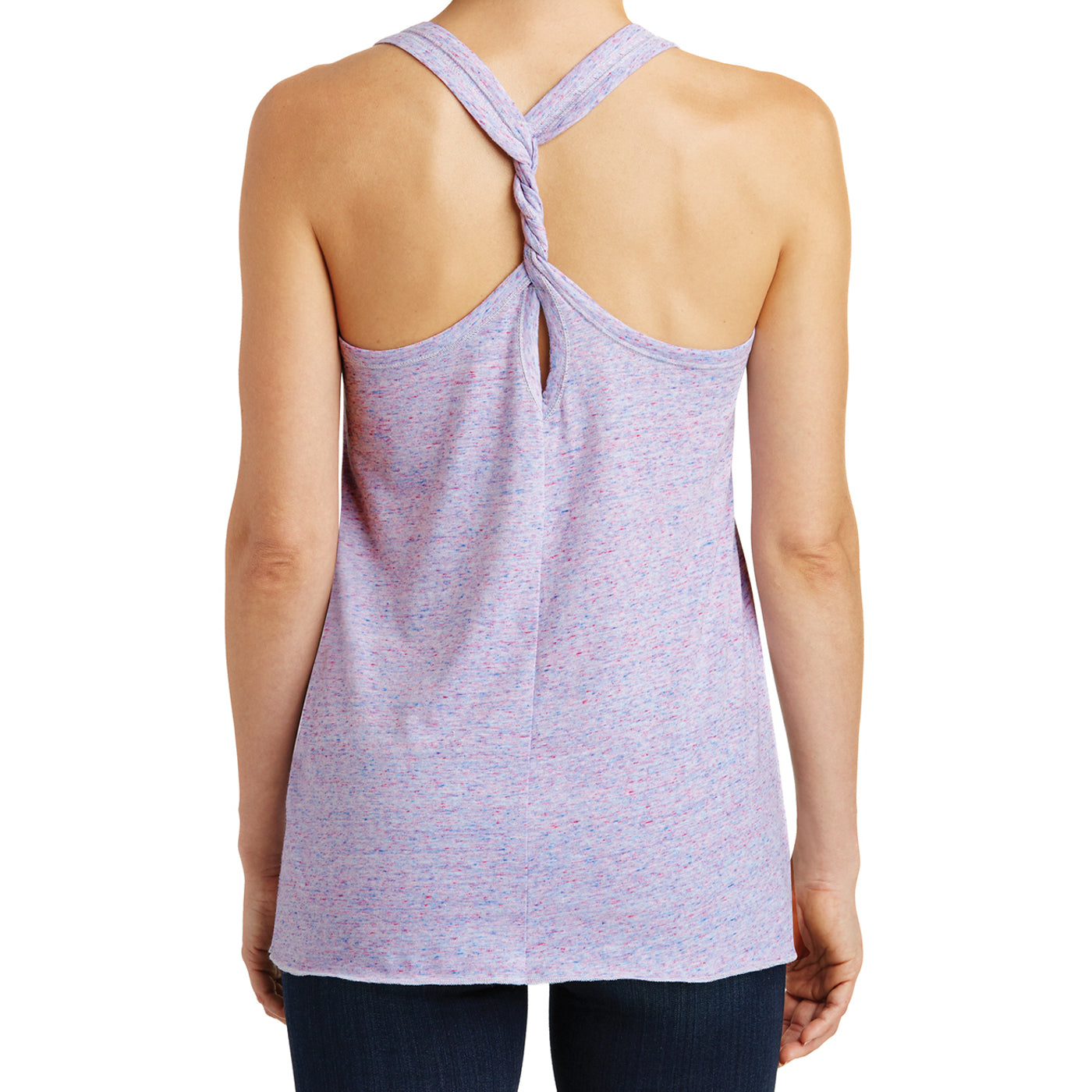 Women's Cosmic Twist Back Tank - White/ Pink Cosmic - Back