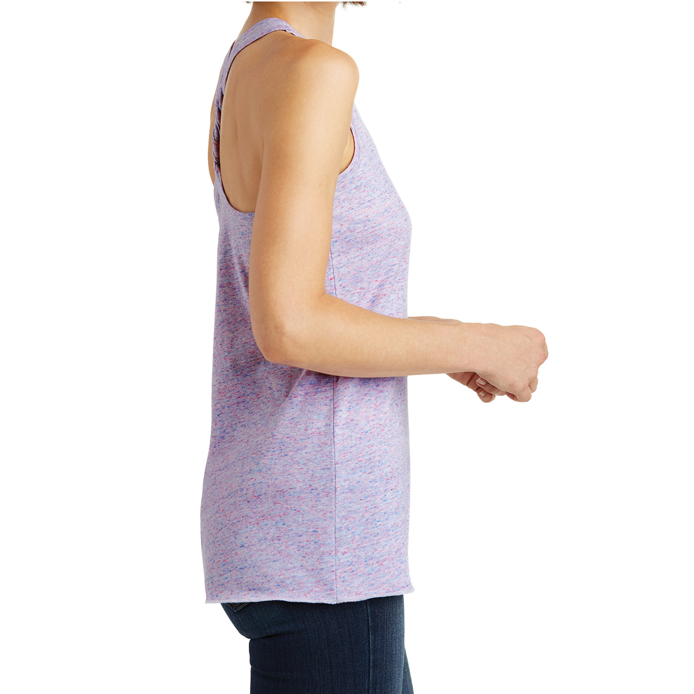 Women's Cosmic Twist Back Tank - White/ Pink Cosmic - Side