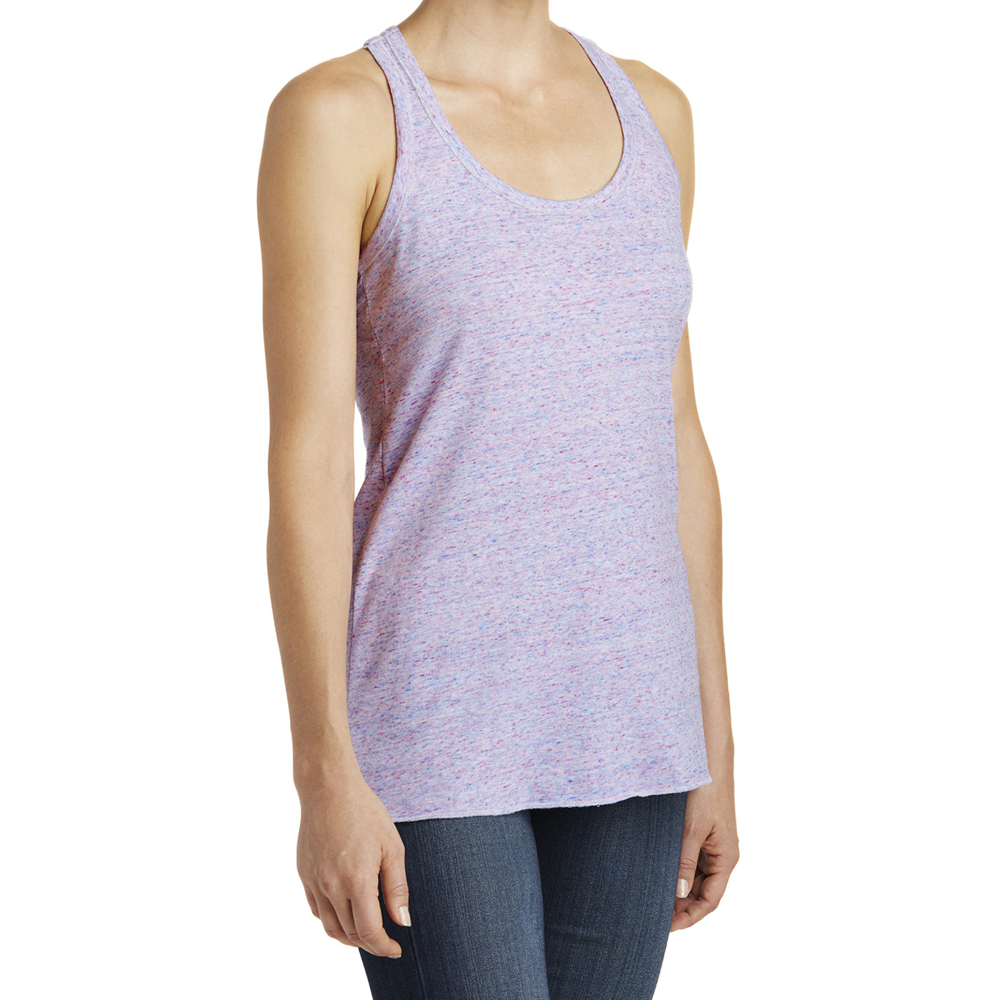 Women's Cosmic Twist Back Tank - White/ Pink Cosmic - Side