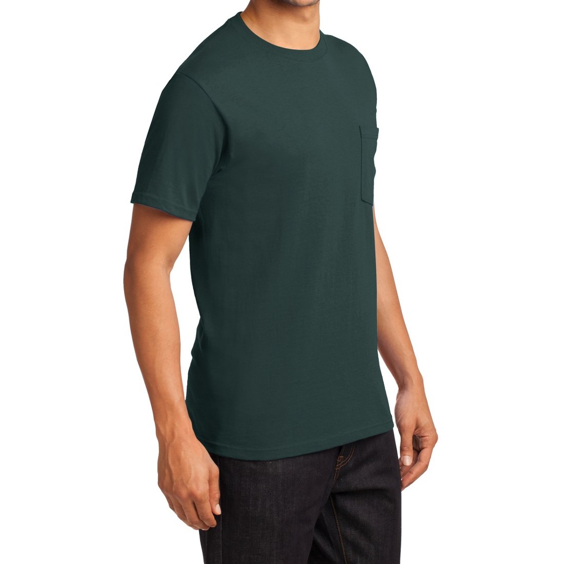Men's Essential T Shirt with Pocket Dark Green