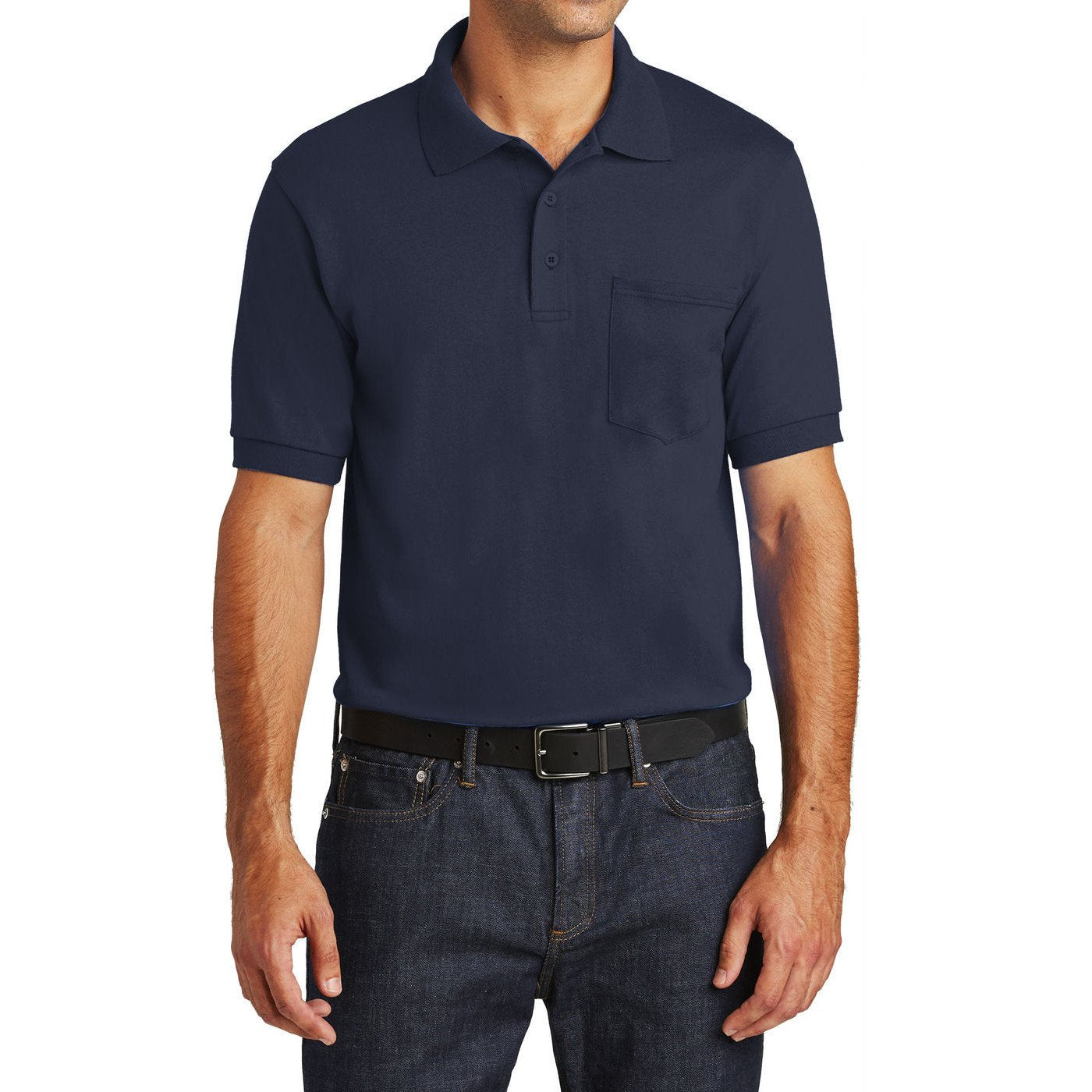 Mafoose Men's Core Blend Jersey Knit Pocket Polo Shirt Deep Navy