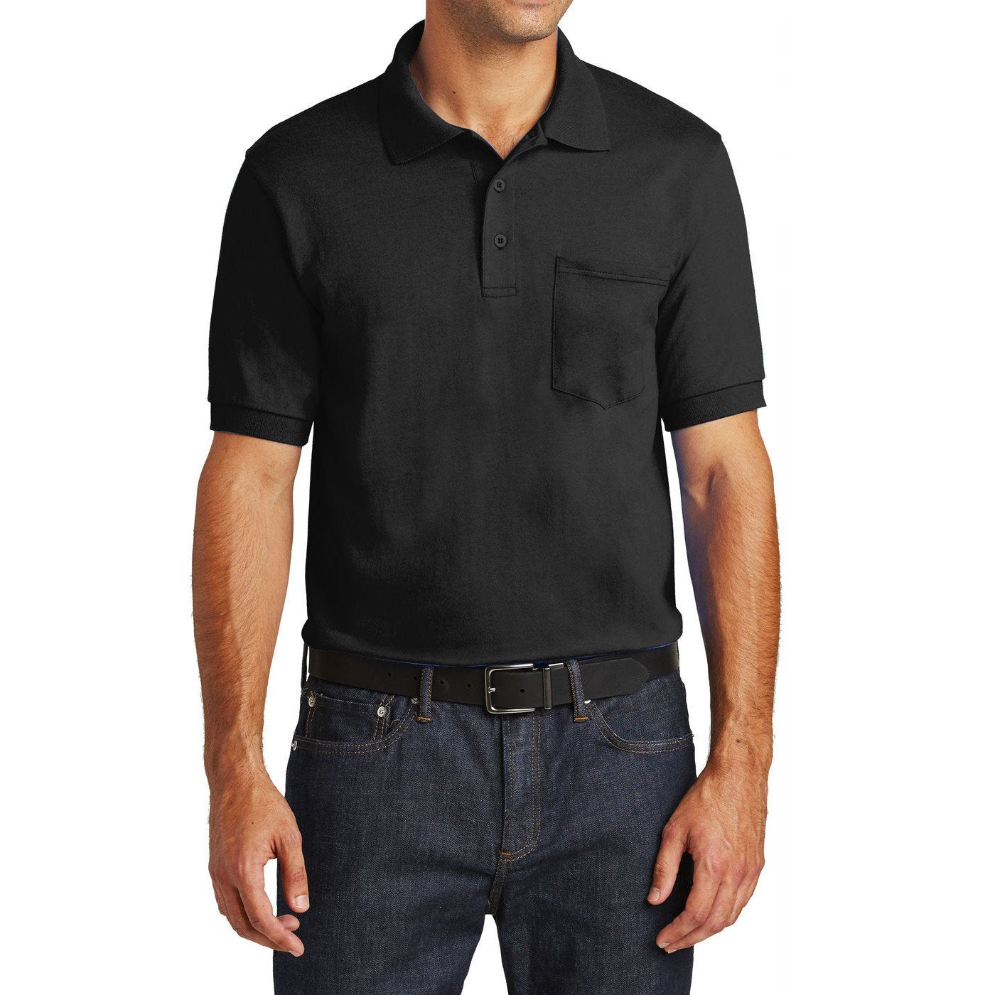 Mafoose Men's Core Blend Jersey Knit Pocket Polo Shirt Jet Black