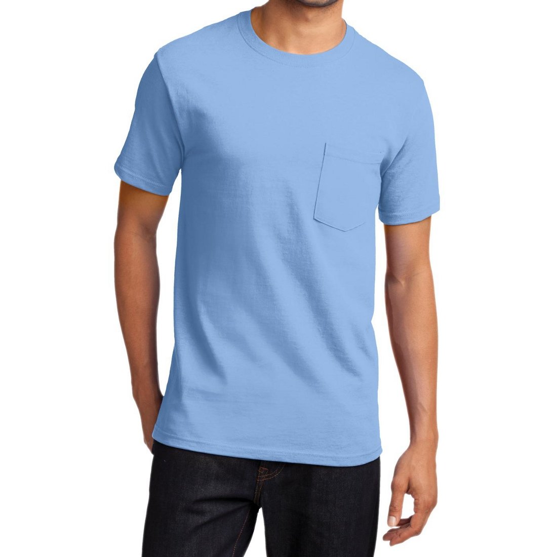 Men's Essential T Shirt with Pocket Light Blue