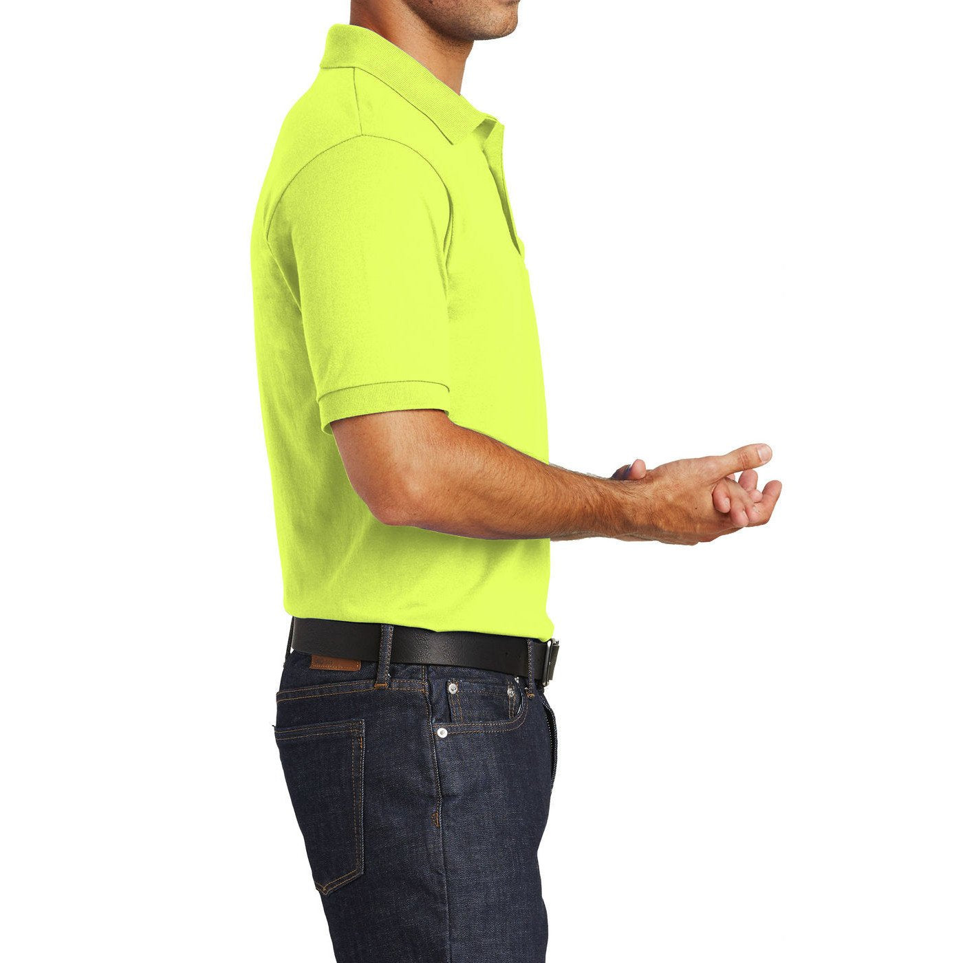 Mafoose Men's Core Blend Jersey Knit Pocket Polo Shirt Safety Green