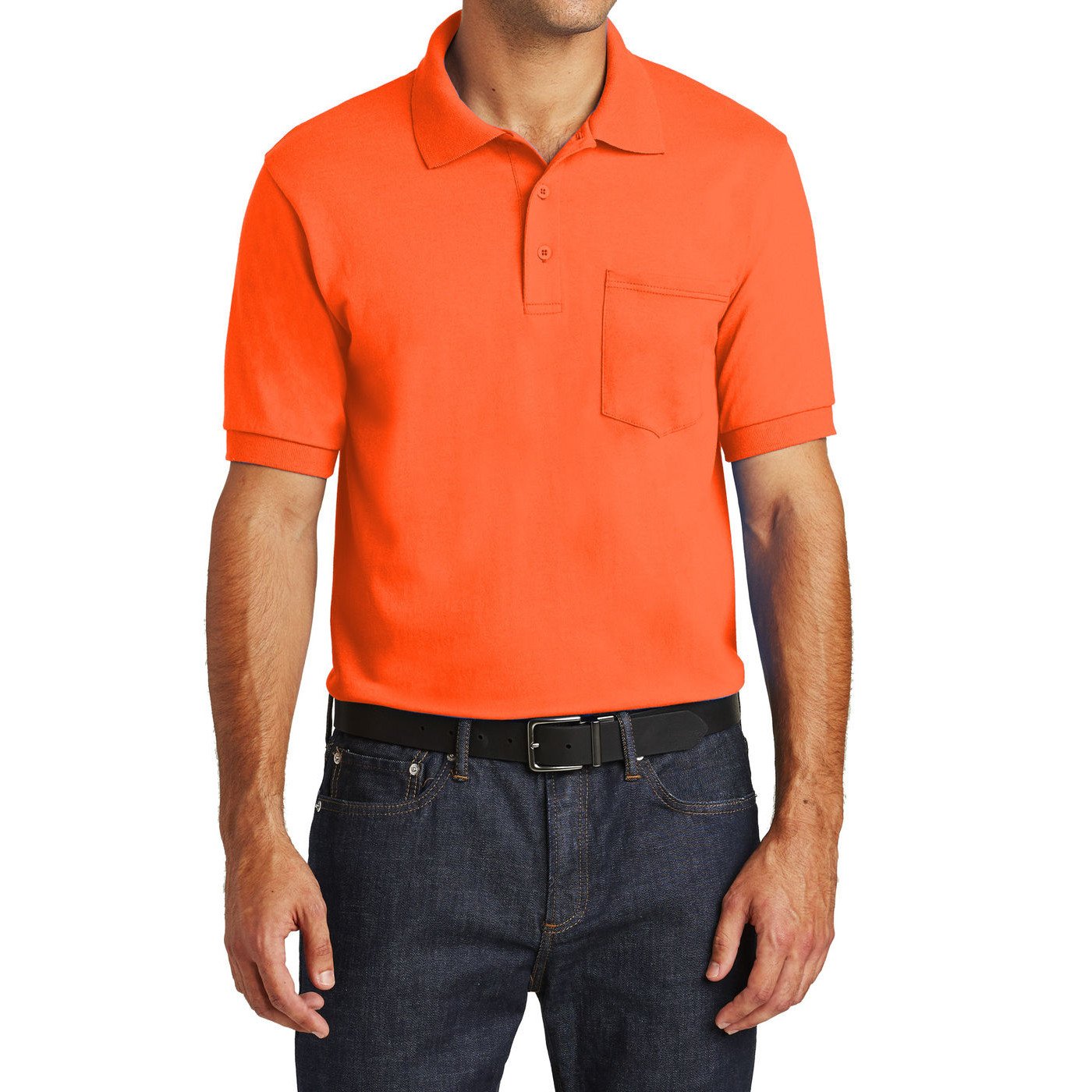 Mafoose Men's Core Blend Jersey Knit Pocket Polo Shirt Safety Orange