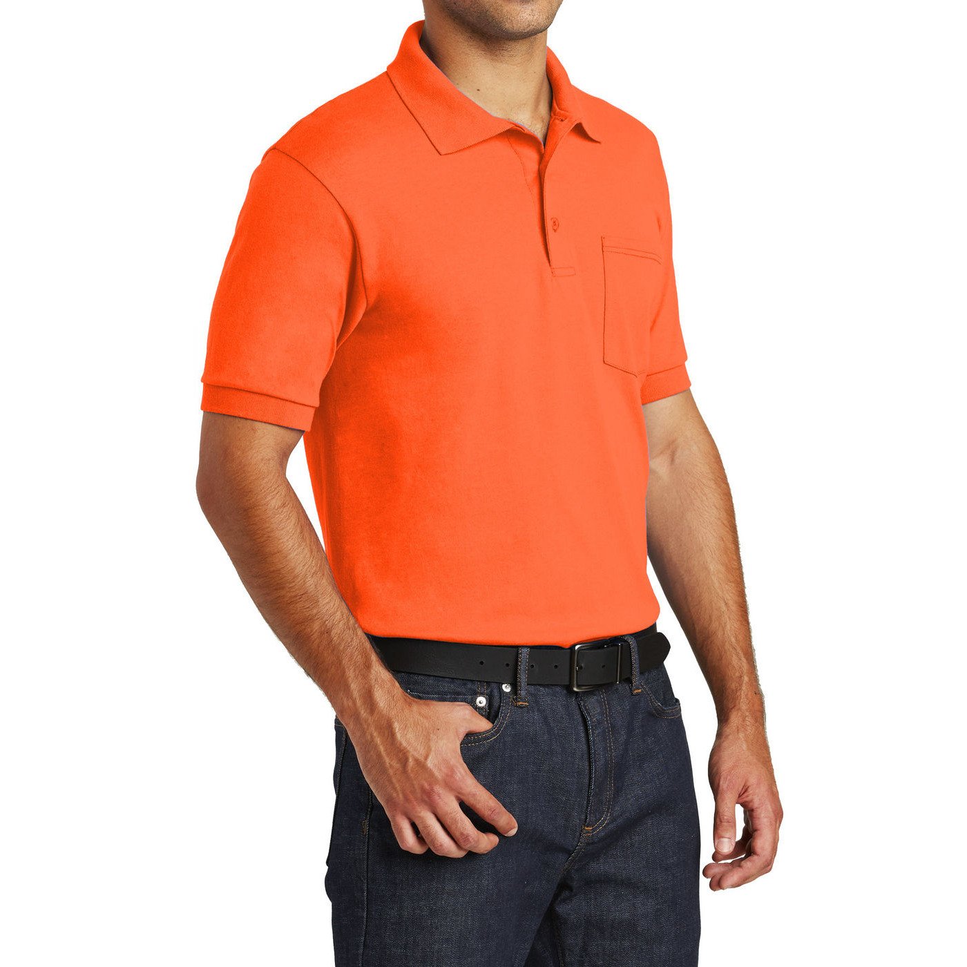 Mafoose Men's Core Blend Jersey Knit Pocket Polo Shirt Safety Orange