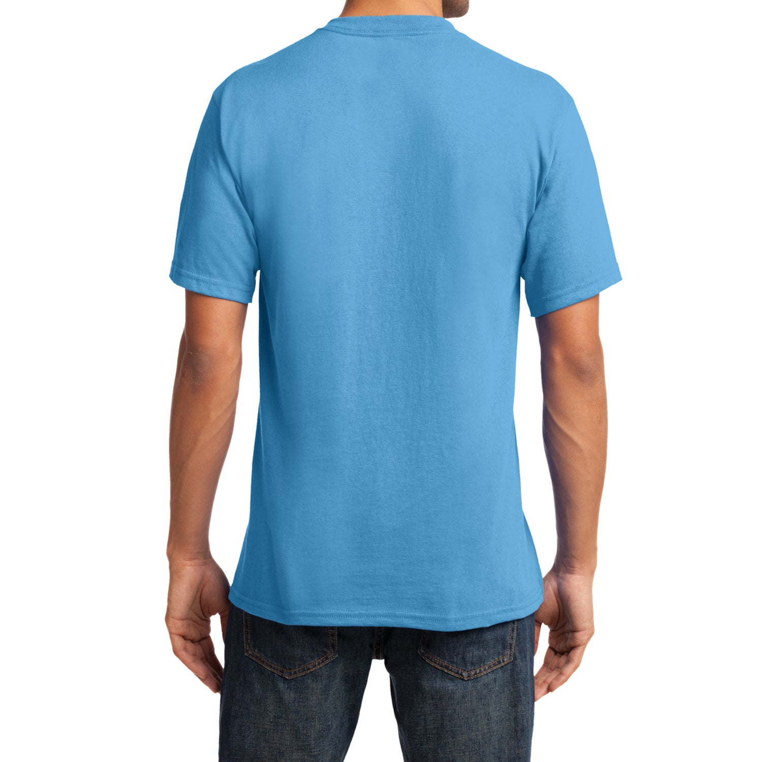 Men's Core Cotton V-Neck Tee Aquatic Blue - Back