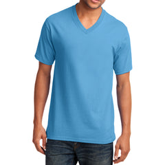 Men's Core Cotton V-Neck Tee Aquatic Blue - Front