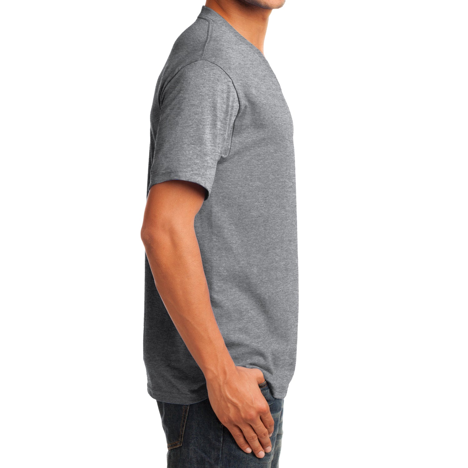 Men's Core Cotton V-Neck Tee Athletic Heather - Side
