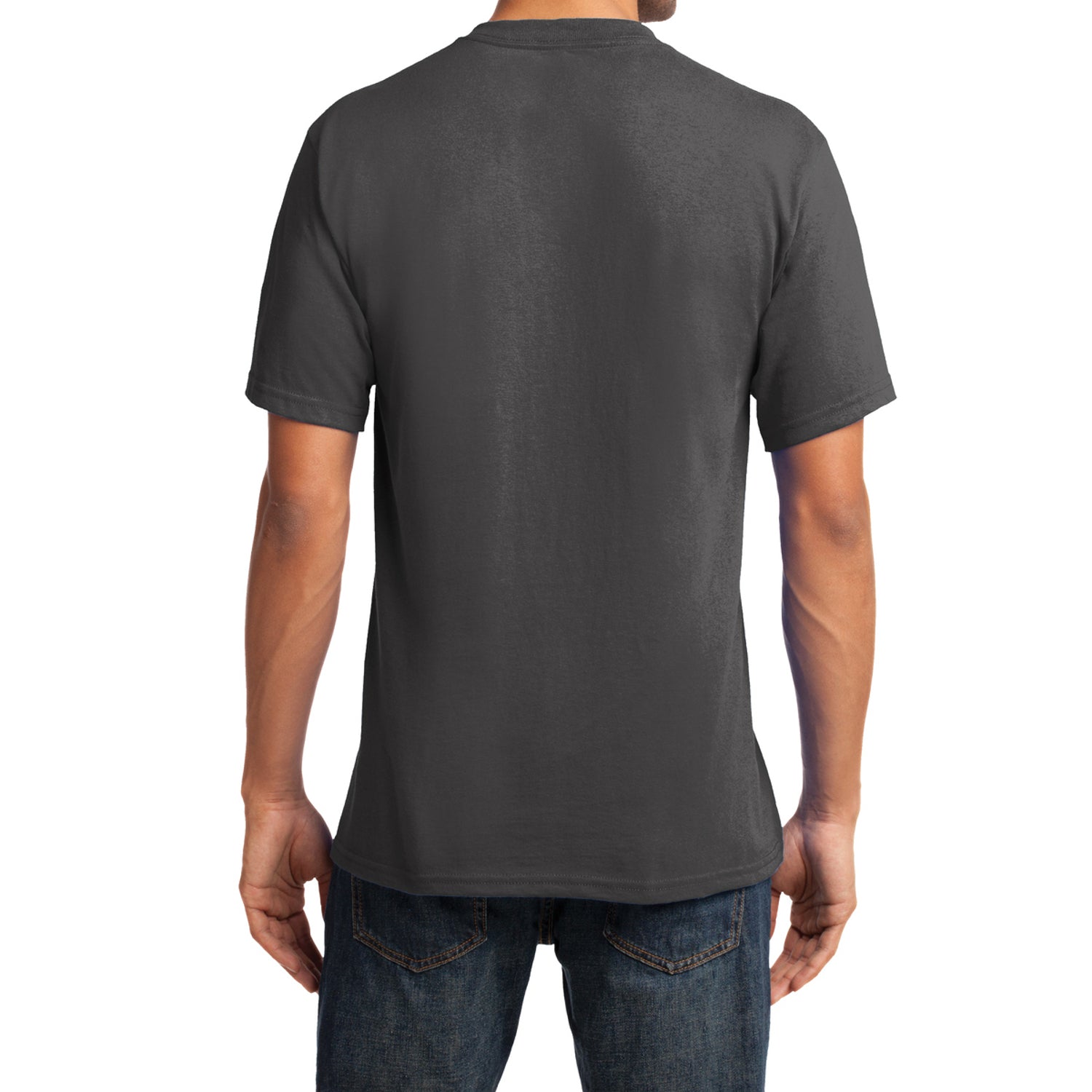 Men's Core Cotton V-Neck Tee Charcoal - Back