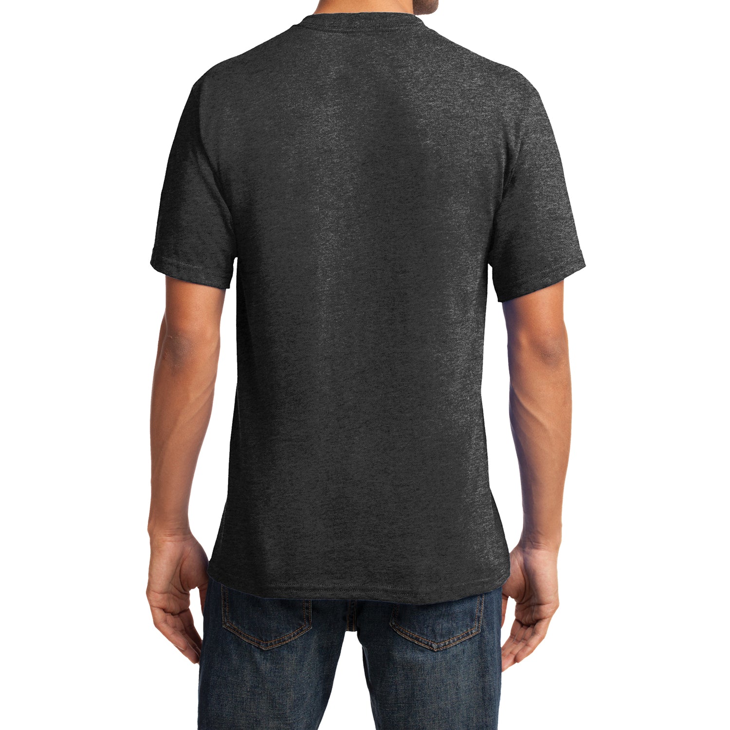 Men's Core Cotton V-Neck Tee Dark Heather Grey - Back