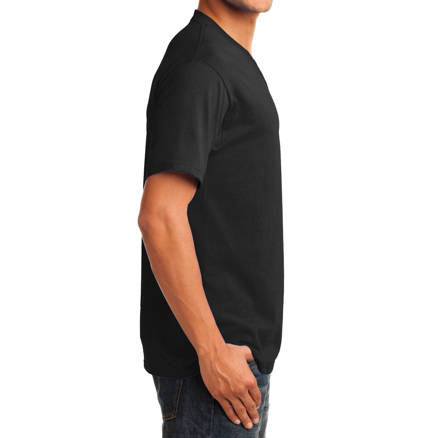 Men's Core Cotton V-Neck Tee Jet Black - Side