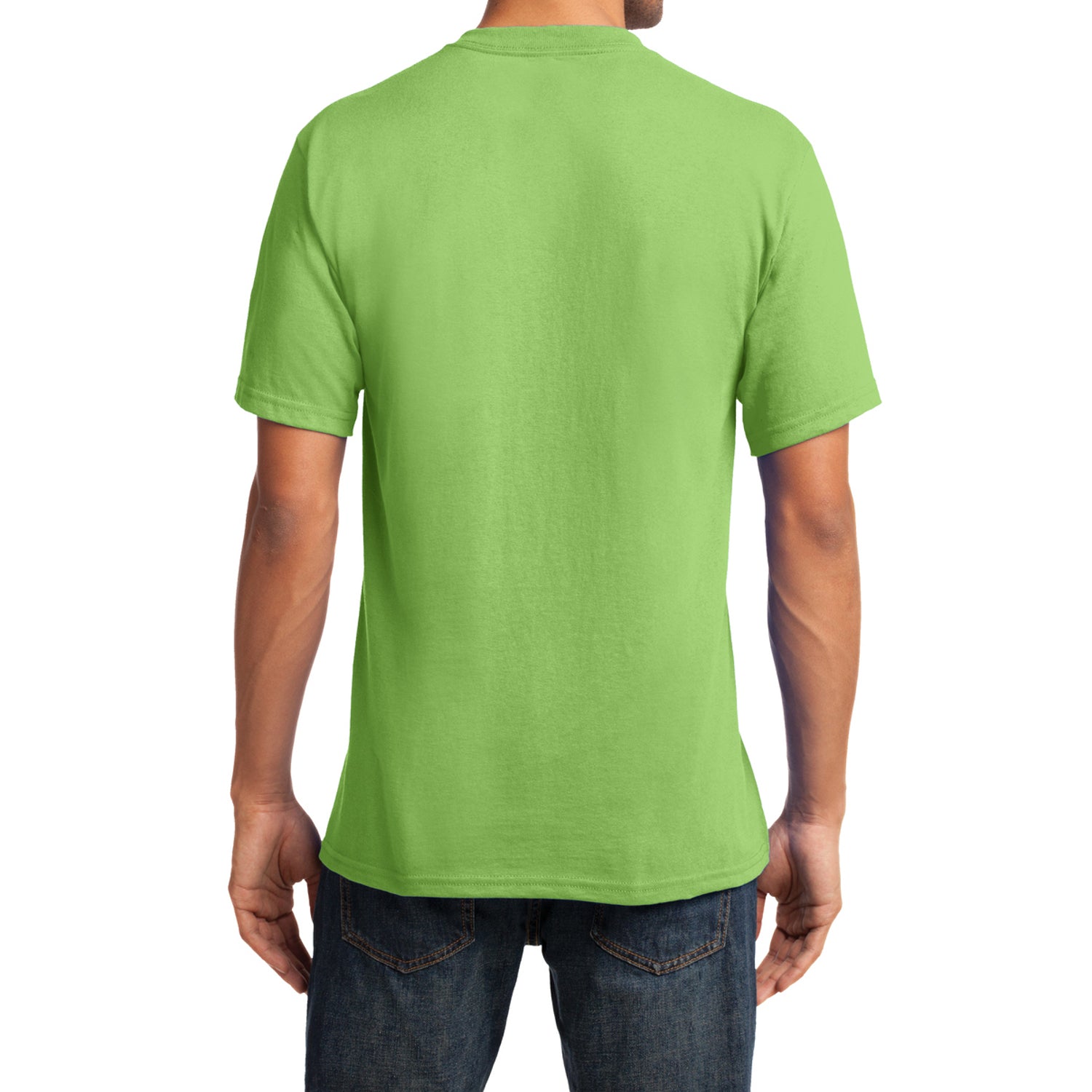 Men's Core Cotton V-Neck Tee Lime - Back