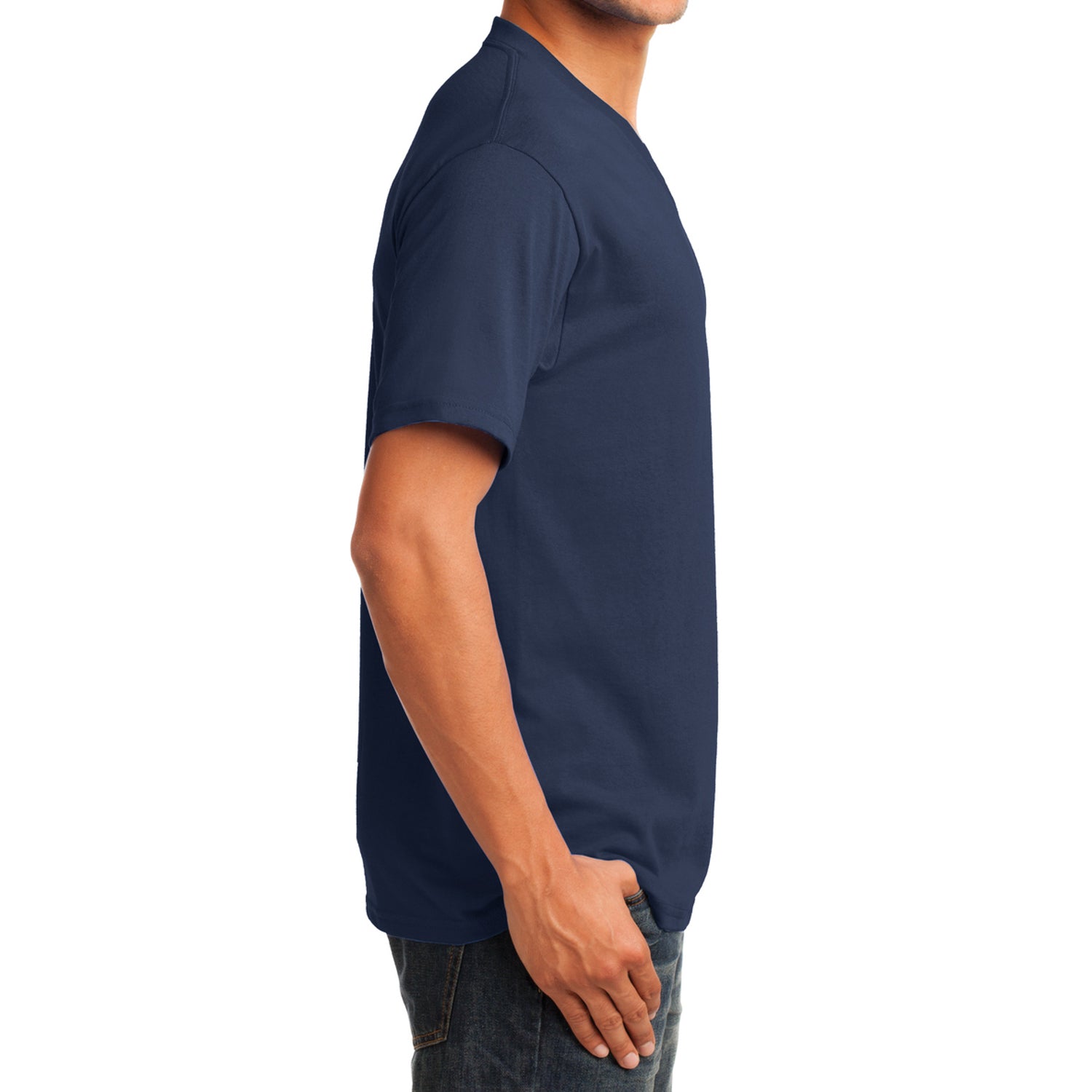 Men's Core Cotton V-Neck Tee Navy - Side