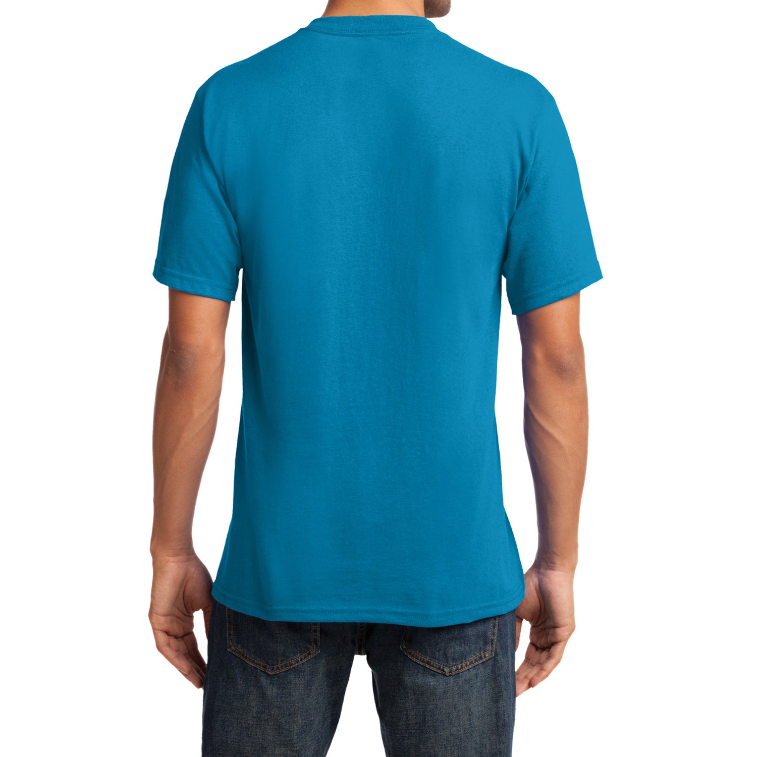 Men's Core Cotton V-Neck Tee Neon Blue - Back
