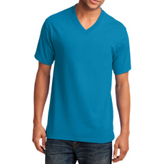 Men's Core Cotton V-Neck Tee Neon Blue - Front