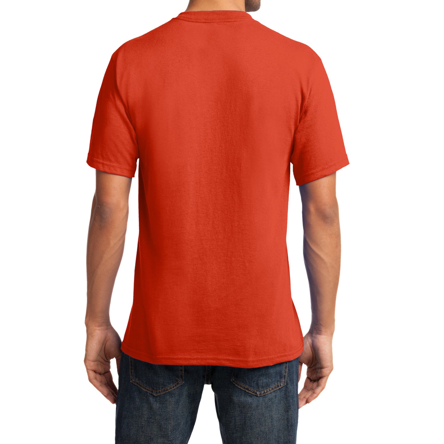 Men's Core Cotton V-Neck Tee Orange - Back