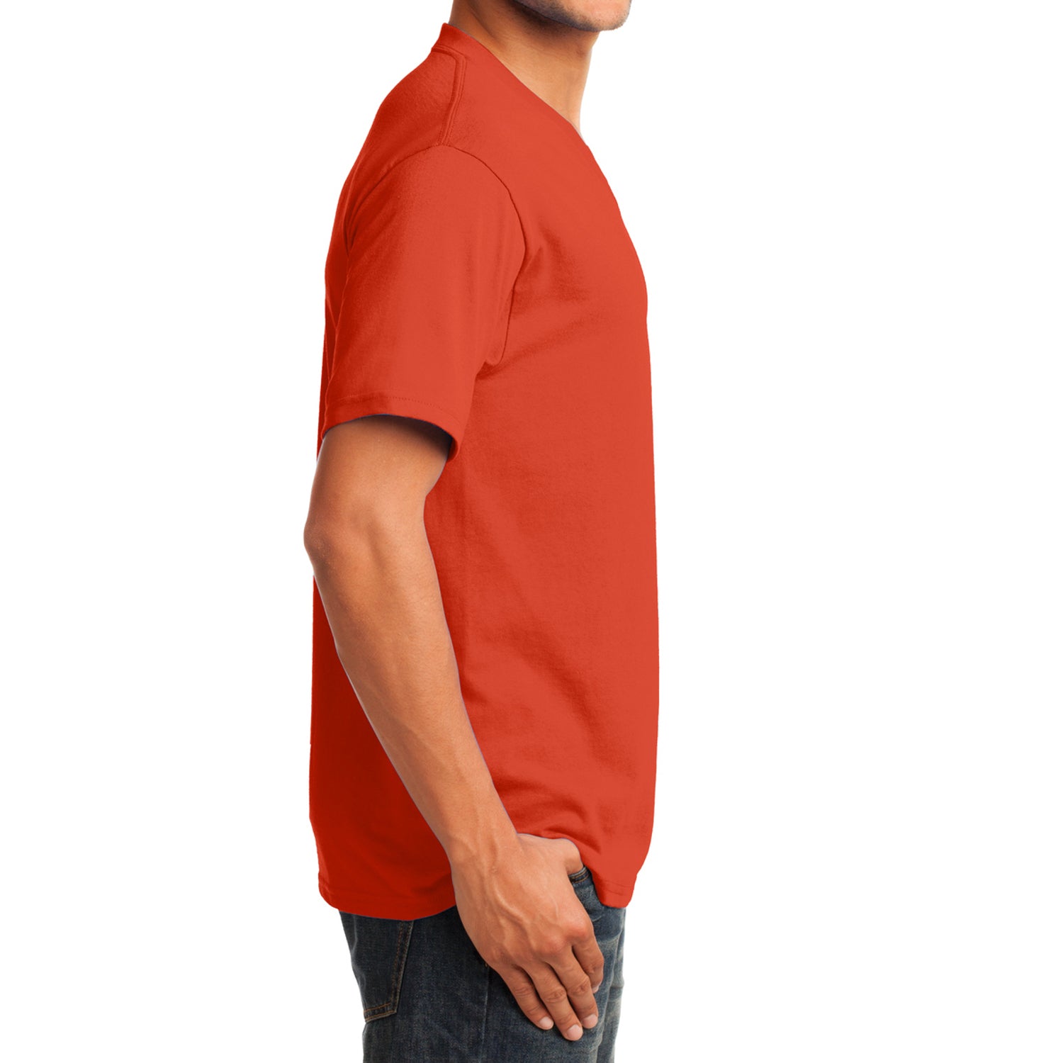 Men's Core Cotton V-Neck Tee Orange - Side