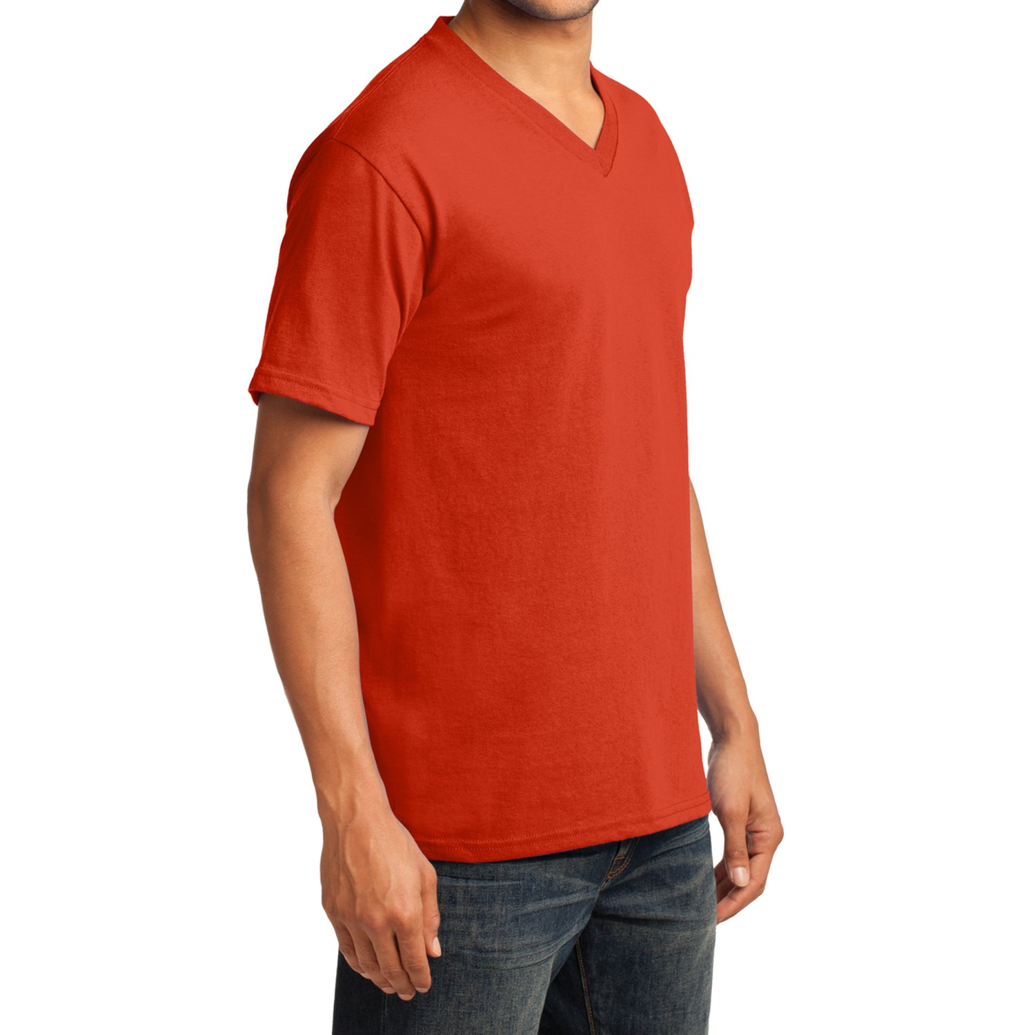 Men's Core Cotton V-Neck Tee Orange - Side