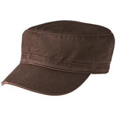 Men's Distressed Military Style Hat Chocolate Brown