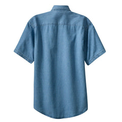 Mafoose Men's Short Sleeve Value Denim Shirt Faded Blue-Back